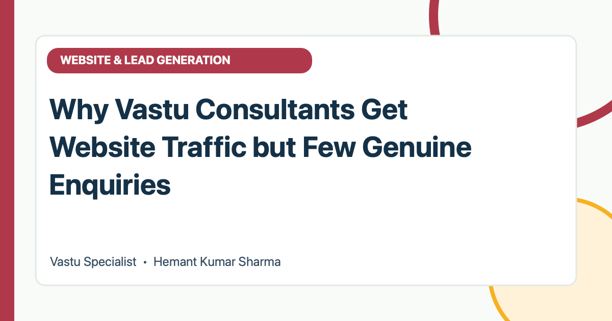 Why Vastu Consultants Get Website Traffic but Few Genuine Enquiries